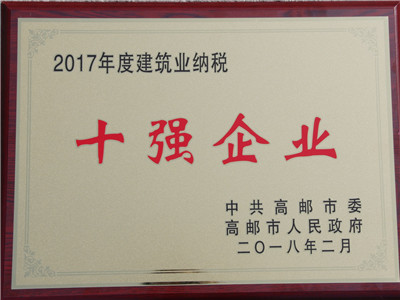 2017年度高邮建筑业纳税十强